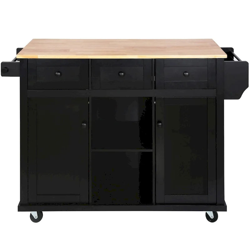 Isola da cucina in MDF larga 53 in. con piano di lavoro e mobile contenitore