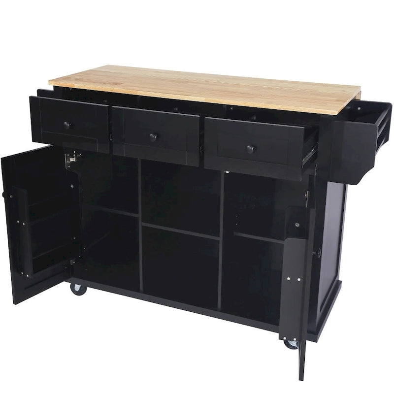 Isola da cucina in MDF larga 53 in. con piano di lavoro e mobile contenitore