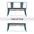Jídelní lavice, lavice do předsíně s opěradlem, kovová jídelní lavice ve venkovském stylu, průmyslová lavice v mid-century stylu pro 3 osoby, dřevěný sedák