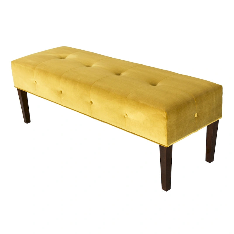 Tufted Upholstered Indoor Living Room Bench with Espresso Legs