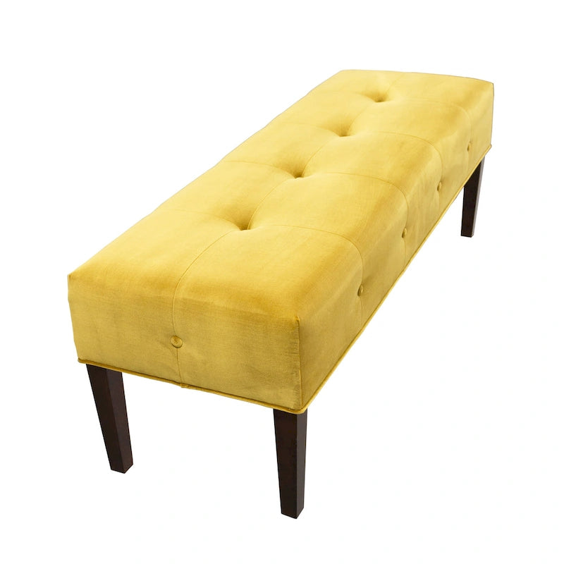 Tufted Upholstered Indoor Living Room Bench with Espresso Legs