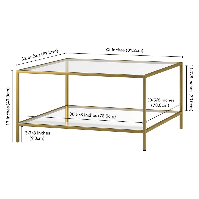 32 Square Coffee Table with Shelf