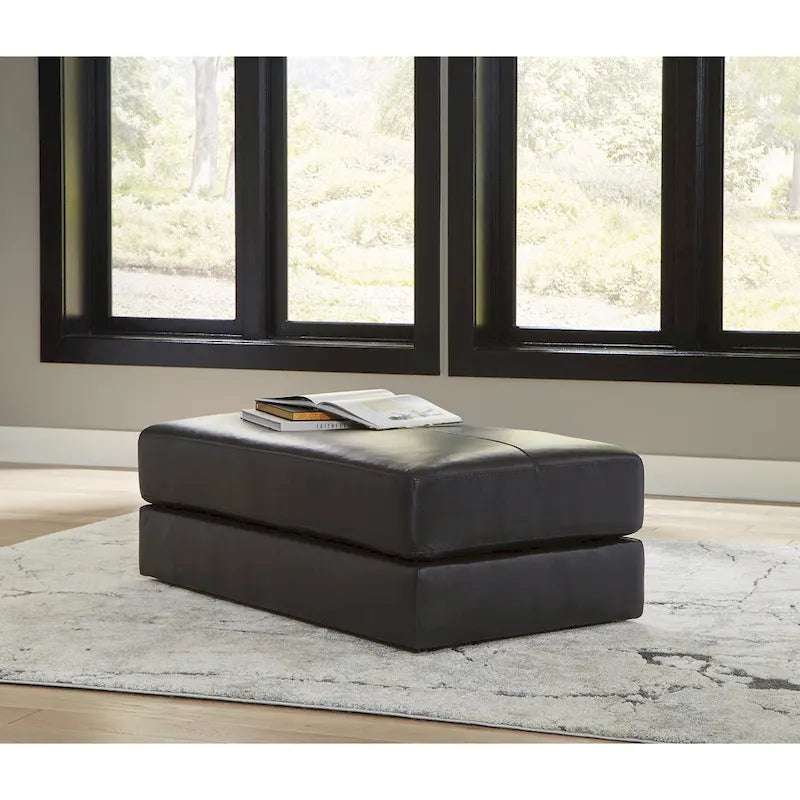 Oversized Accent Ottoman in Leather and Faux Leather