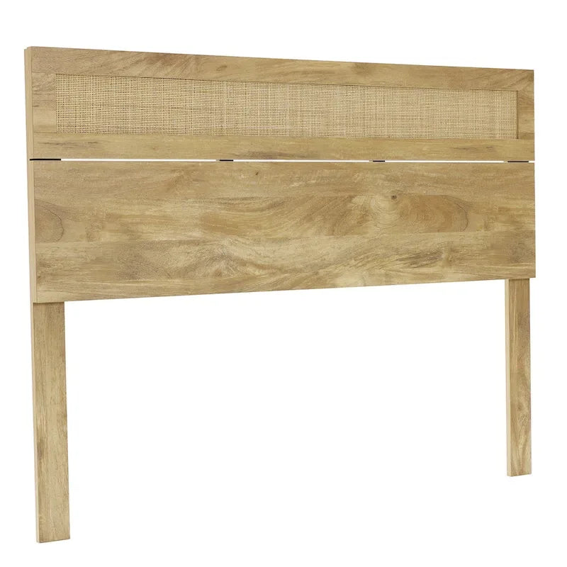 Holzwerkstoff in Eichenoptik mit Kopfteil aus natürlichem Rattan, für King- oder Queen-Size