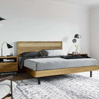 Holzwerkstoff in Eichenoptik mit Kopfteil aus natürlichem Rattan, für King- oder Queen-Size