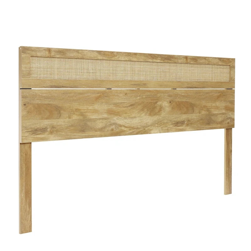 Holzwerkstoff in Eichenoptik mit Kopfteil aus natürlichem Rattan, für King- oder Queen-Size