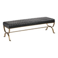 Aurelle Home Modern Leather and Brass Iron Bench