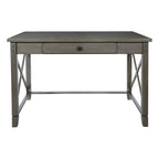 Rustic Farmhouse Writing Desk in Grey Wash with X-Panel