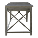 Rustic Farmhouse Writing Desk in Grey Wash with X-Panel