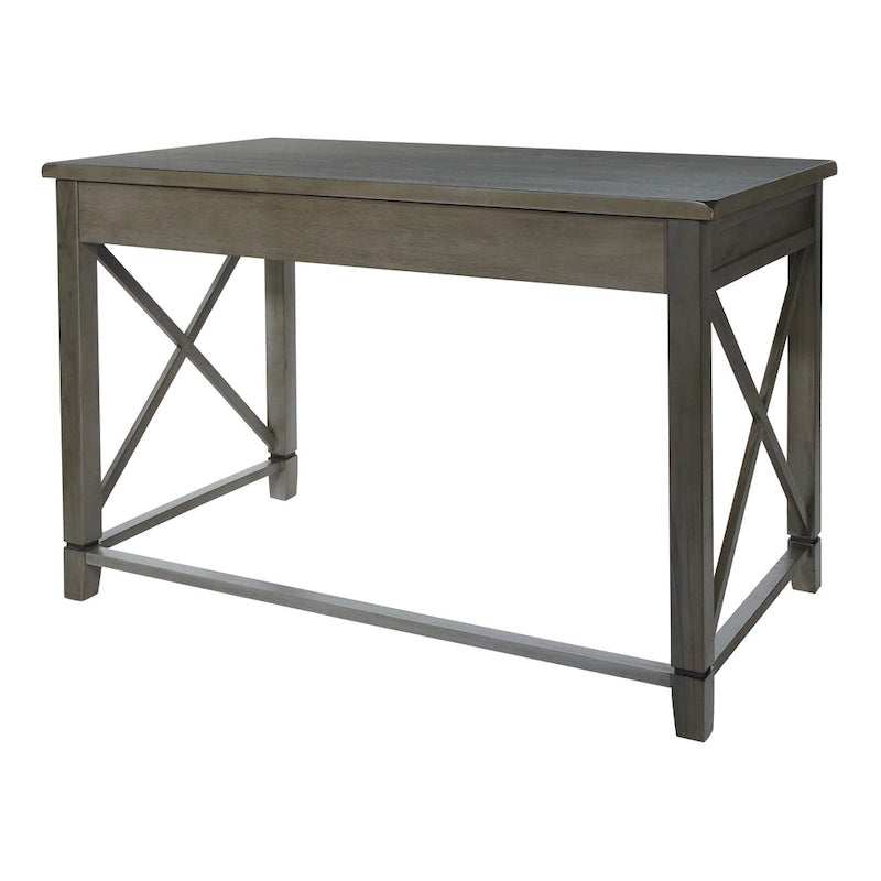 Rustic Farmhouse Writing Desk in Grey Wash with X-Panel