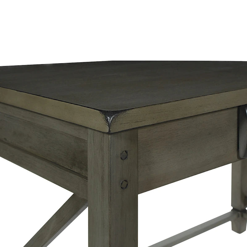 Rustic Farmhouse Writing Desk in Grey Wash with X-Panel