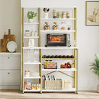 Scaffale da forno e supporto per microonde da cucina da 40, stazione caffè, porta vino e ripiani multiuso