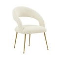 Boucle Upholstered Dining Chair with Stainless Steel Legs