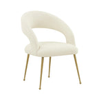 Boucle Upholstered Dining Chair with Stainless Steel Legs
