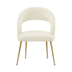 Boucle Upholstered Dining Chair with Stainless Steel Legs