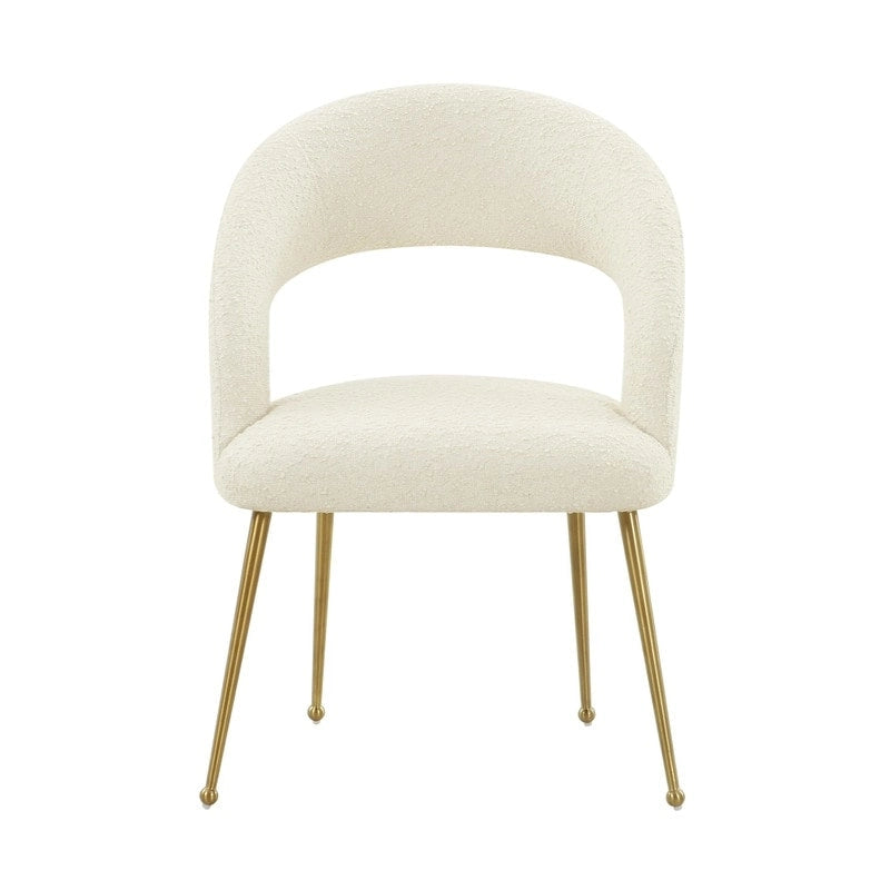 Boucle Upholstered Dining Chair with Stainless Steel Legs