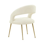 Boucle Upholstered Dining Chair with Stainless Steel Legs