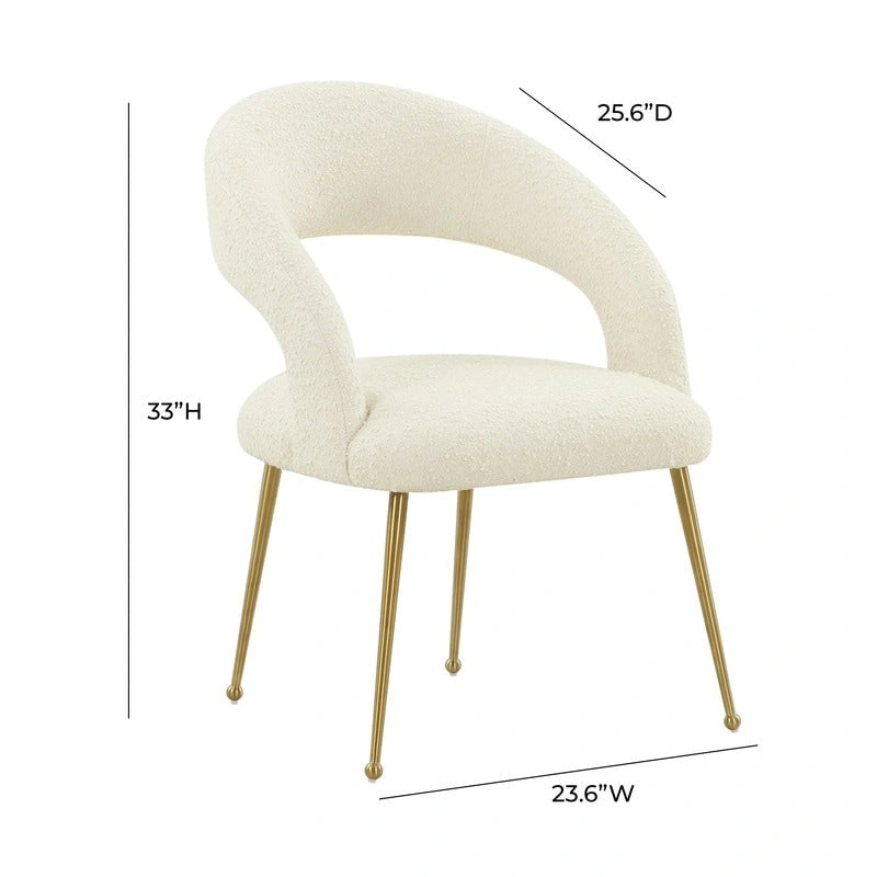 Boucle Upholstered Dining Chair with Stainless Steel Legs