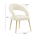 Boucle Upholstered Dining Chair with Stainless Steel Legs