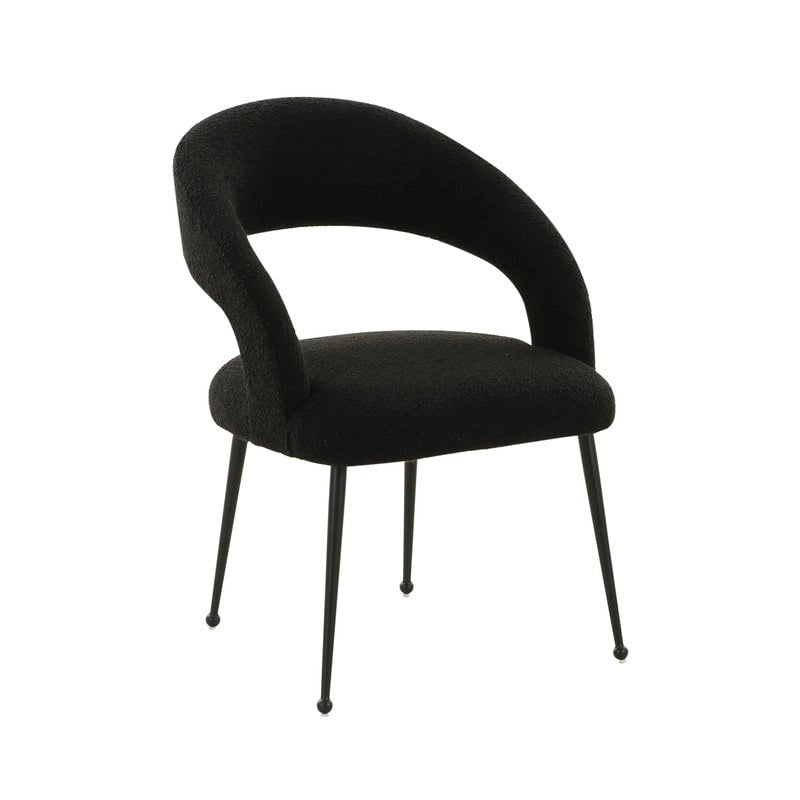 Boucle Upholstered Dining Chair with Stainless Steel Legs