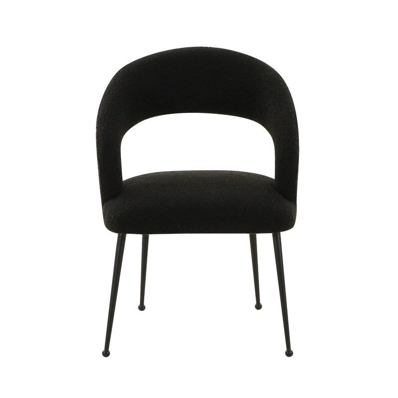 Boucle Upholstered Dining Chair with Stainless Steel Legs