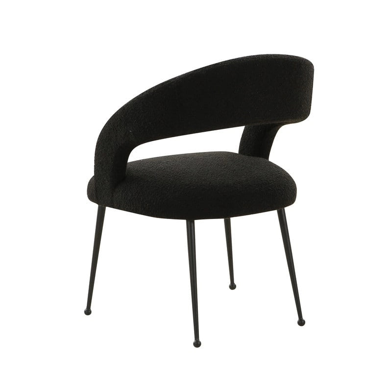 Boucle Upholstered Dining Chair with Stainless Steel Legs
