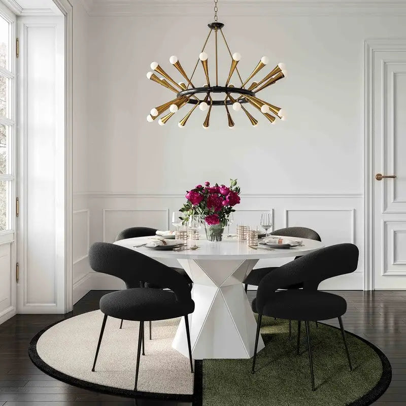 Boucle Upholstered Dining Chair with Stainless Steel Legs