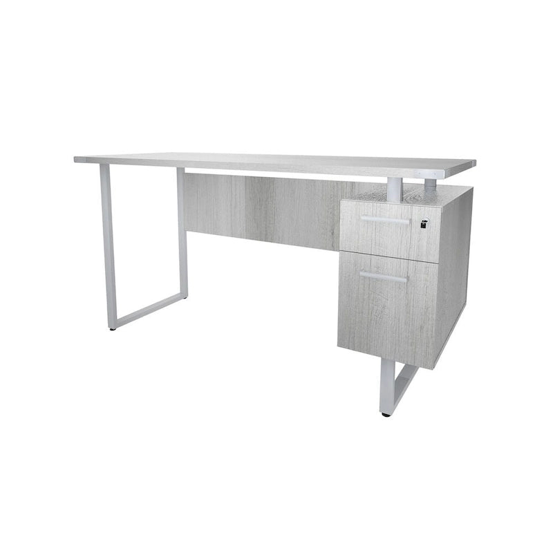Modern kantoorbureau, computerbureau, werkstation met opbergladen