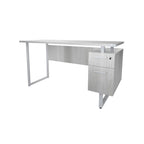 Modern kantoorbureau, computerbureau, werkstation met opbergladen