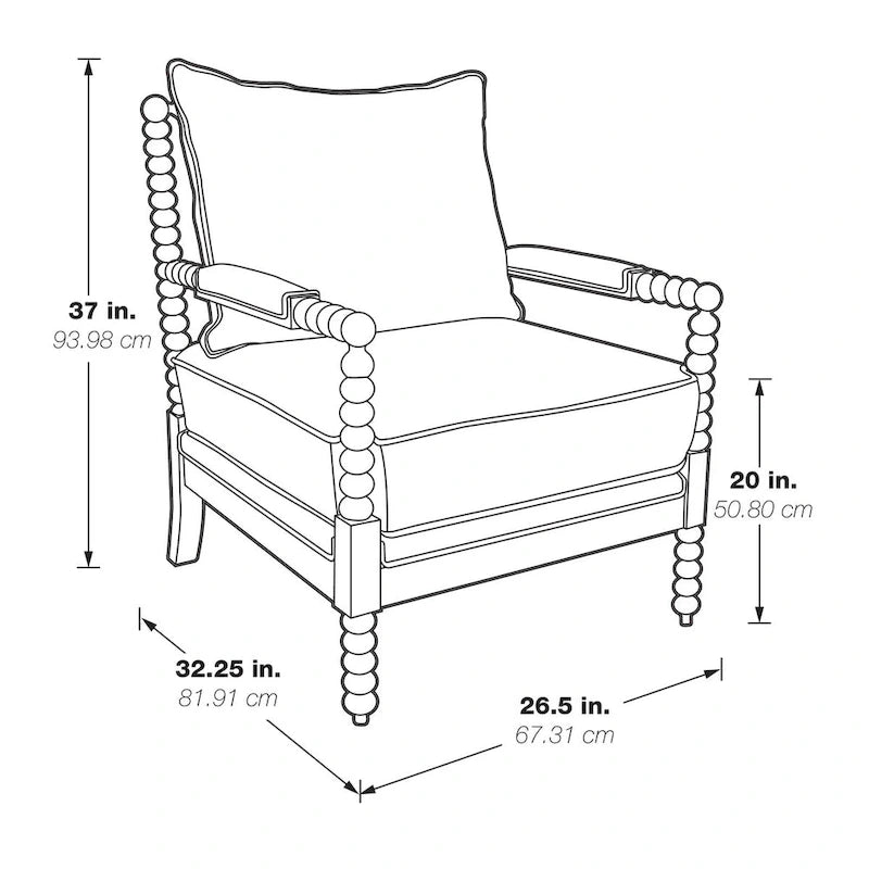 Classic Spindle Accent Chair with Distressed Wood Frame