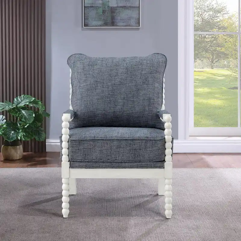 Classic Spindle Accent Chair with Distressed Wood Frame