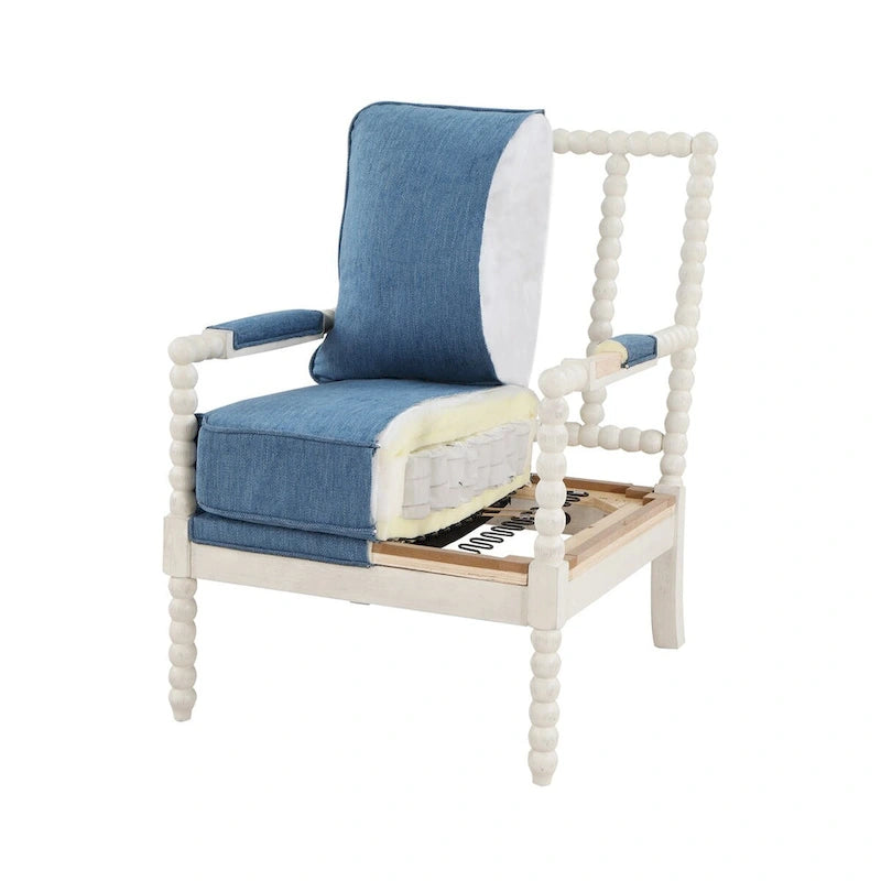 Classic Spindle Accent Chair with Distressed Wood Frame