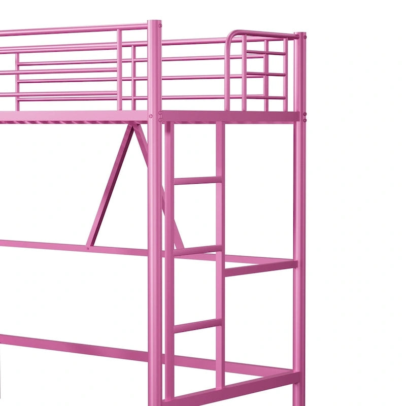 Metalen hoogslaperframe voor een eenpersoonsbed, extra stevig, met volledige valbeveiliging en verwijderbare trap voor kinderen en volwassenen