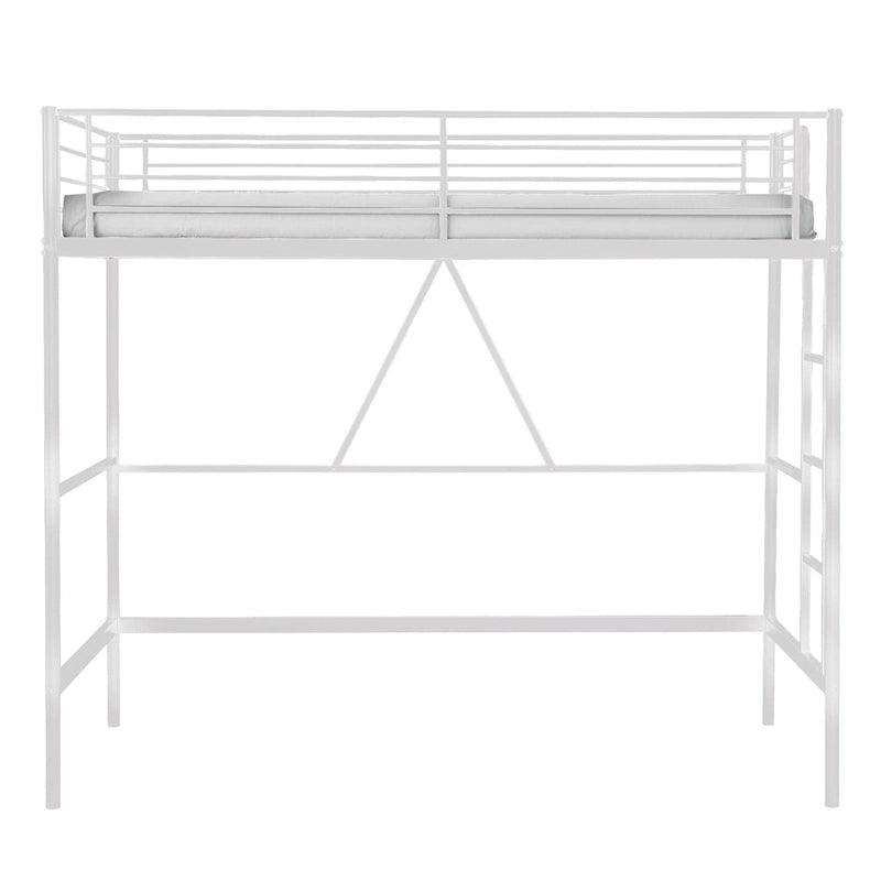 Metalen hoogslaperframe voor een eenpersoonsbed, extra stevig, met volledige valbeveiliging en verwijderbare trap voor kinderen en volwassenen
