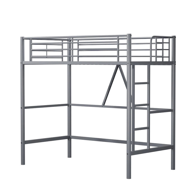 Metalen hoogslaperframe voor een eenpersoonsbed, extra stevig, met volledige valbeveiliging en verwijderbare trap voor kinderen en volwassenen