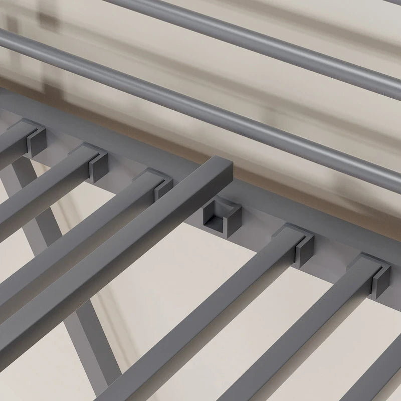 Metalen hoogslaperframe voor een eenpersoonsbed, extra stevig, met volledige valbeveiliging en verwijderbare trap voor kinderen en volwassenen