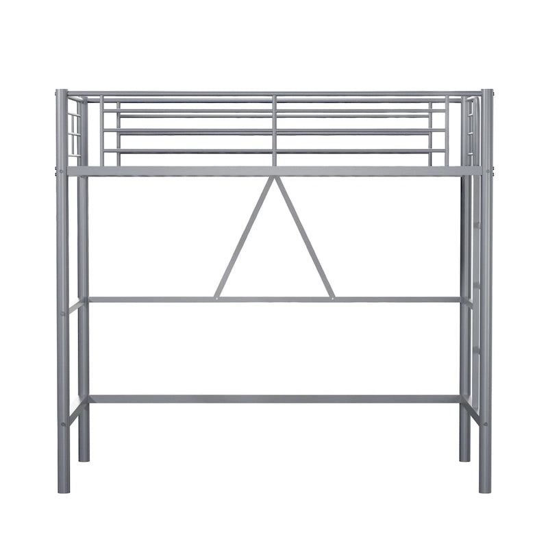Metalen hoogslaperframe voor een eenpersoonsbed, extra stevig, met volledige valbeveiliging en verwijderbare trap voor kinderen en volwassenen
