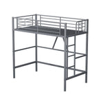 Metalen hoogslaperframe voor een eenpersoonsbed, extra stevig, met volledige valbeveiliging en verwijderbare trap voor kinderen en volwassenen