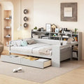 Wooden Full Size Daybed with Storage Shelves