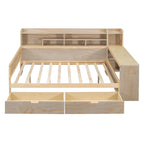 Wooden Full Size Daybed with Storage Shelves