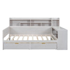 Wooden Full Size Daybed with Storage Shelves