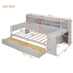 Wooden Full Size Daybed with Storage Shelves