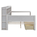 Wooden Full Size Daybed with Storage Shelves