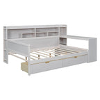 Wooden Full Size Daybed with Storage Shelves