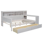 Wooden Full Size Daybed with Storage Shelves