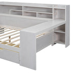 Wooden Full Size Daybed with Storage Shelves