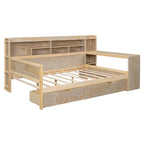 Wooden Full Size Daybed with Storage Shelves
