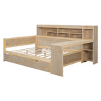 Wooden Full Size Daybed with Storage Shelves