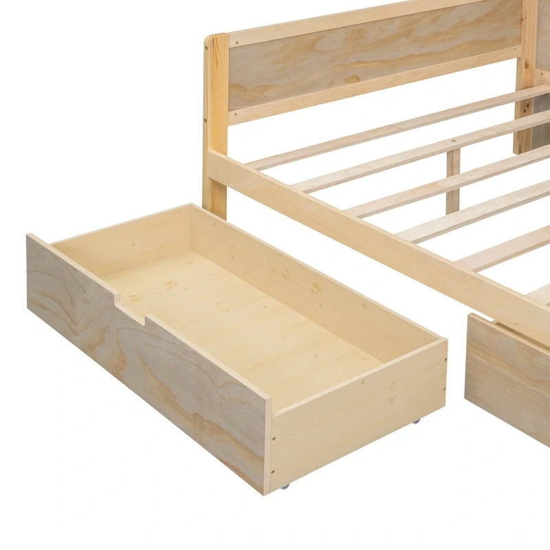 Wooden Full Size Daybed with Storage Shelves