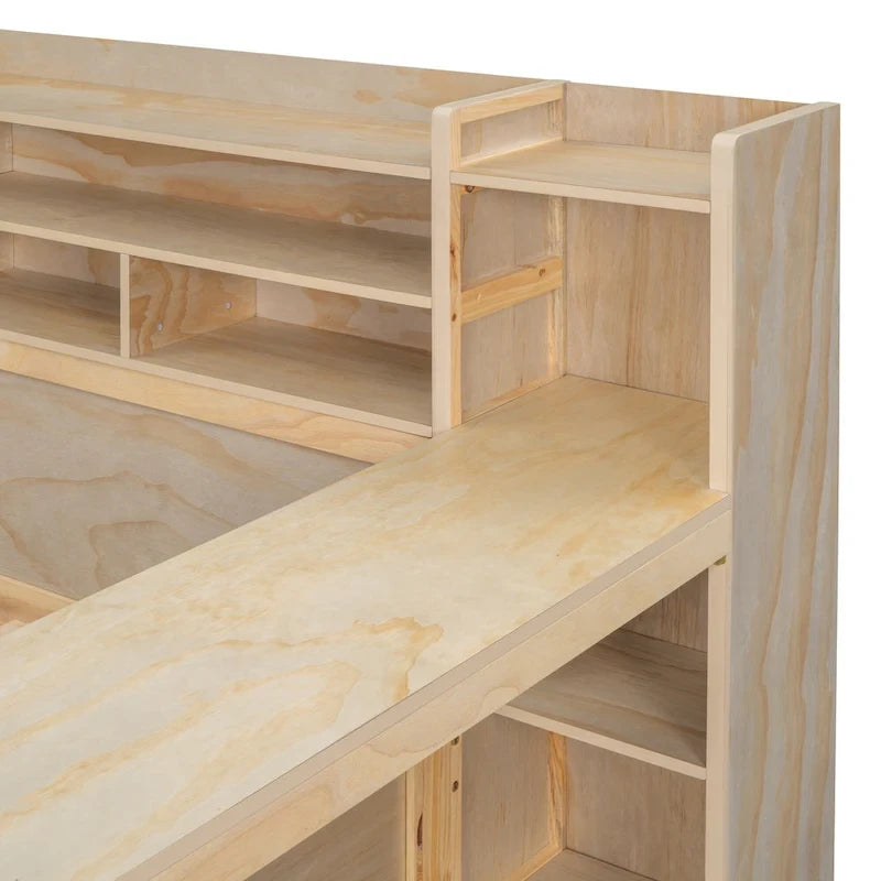 Wooden Full Size Daybed with Storage Shelves